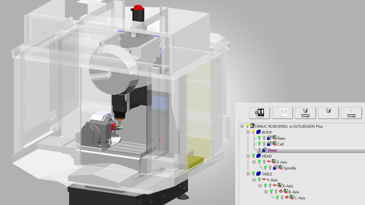 adjusting visibility virtual machining center