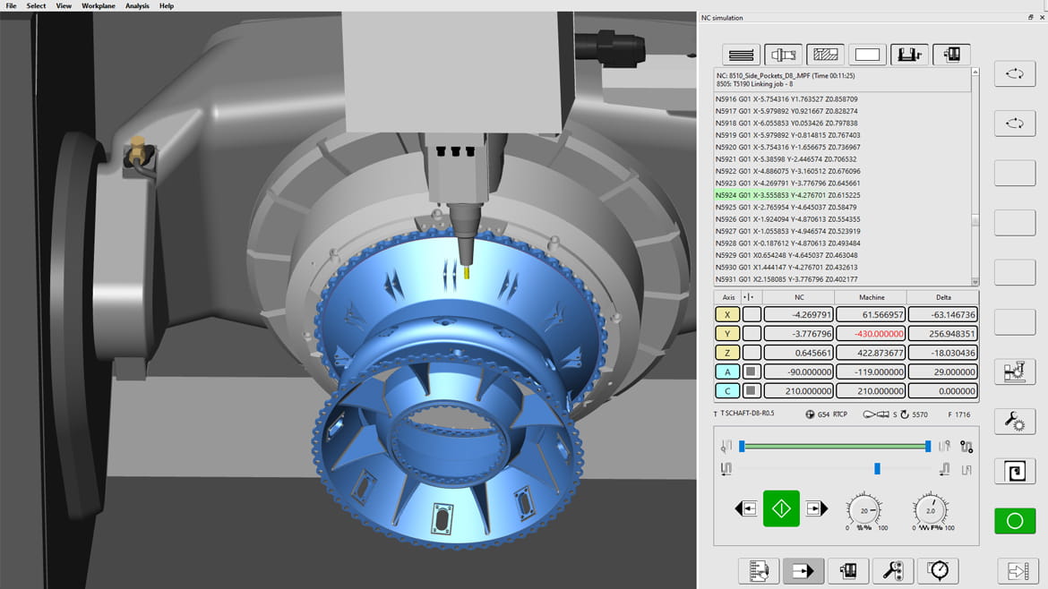 workingspace monitoring virtual machining center